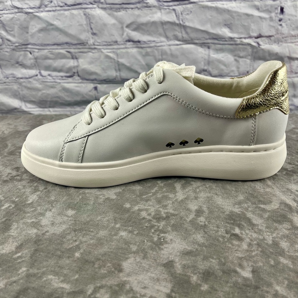 Kate Spade Women's Lift OpticWhite and Gold Sneakers Size 8.5 - Picture 6 of 14